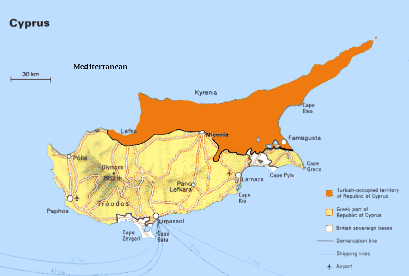 Kypr - mapa
