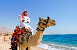 Egypt - projížďka na velbloudovi po pláži